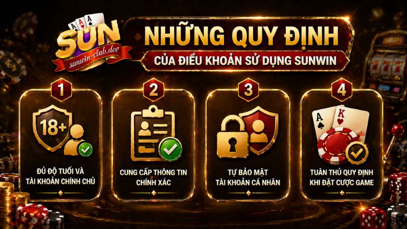 Những điều khoản sử dụng Sunwin game thủ phải thực hiện khi tham gia Sunwin