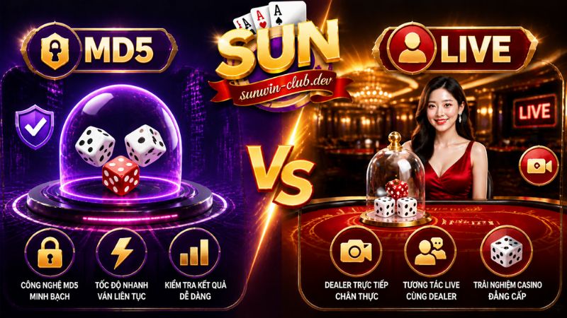 Giới thiệu và so sánh Tài Xỉu MD5 và Tài Xỉu Live trên Sunwin