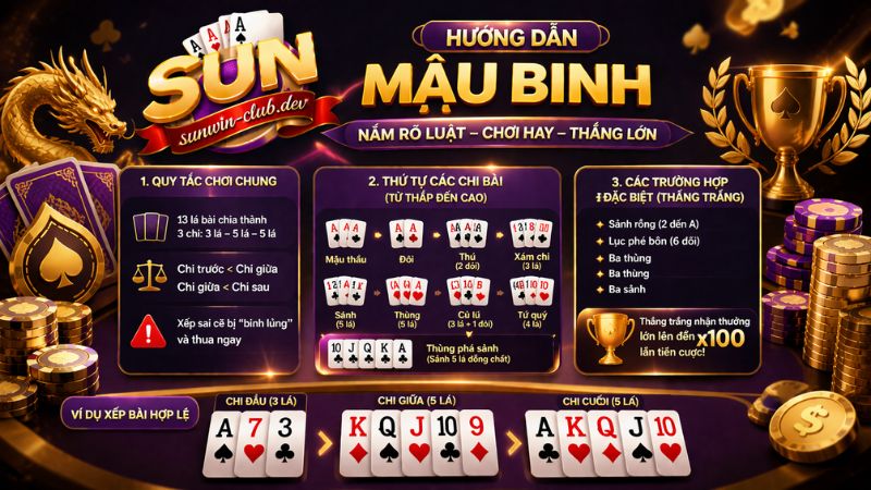 Luật chơi game bài Mậu Binh Sunwin cần nắm